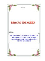 luận văn kế toán lưu chuyển hàng hóa và xác định kết quả kinh doanh tại công ty tnhh thủy sản phú an