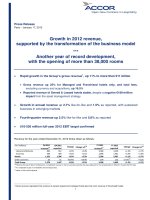 Growth in 2012 revenue, supported by the transformation of the business model pptx