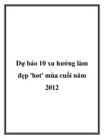 Dự báo 10 xu hướng làm đẹp ''''hot'''' mùa cuối năm 2012 doc