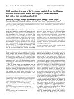 Báo cáo khoa học: NMR solution structure of Cn12, a novel peptide from the Mexican scorpion Centruroides noxius with a typical b-toxin sequence but with a-like physiological activity doc