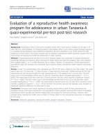 Evaluation of a reproductive health awareness program for adolescence in urban Tanzania-A quasi-experimental pre-test post-test research pptx