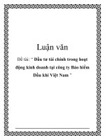 luận văn đề tài “ đầu tư tài chính trong hoạt động kinh doanh tại công ty bảo hiểm dầu khí việt nam ”