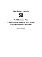 Model Business Plan: A Supplemental Guide for Open Access Journal Developers & Publishers pdf