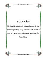 LUẬN VĂN: Tổ chức kế toán thành phẩm tiêu thụ và xác định kết quả hoạt động sản xuất kinh doanh ở công ty TNHH phát triển mạng lưới toàn cầu Nam Dũng potx