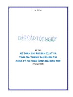 luận văn kế toán chi phí sản xuất và tính giá thành sản phẩm tại công ty cổ phần đông hải bến tre