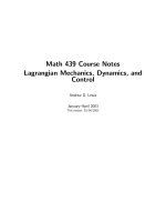 Lagrangian mechanics, dynamics & control andrew   d  lewis