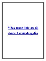 M&A trong lĩnh vực tài chính: Cơ hội đang đến potx