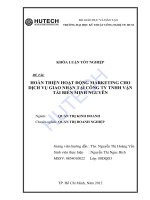 Luận văn: Một số giải pháp Marketing cho dịch vụ giao nhận tại công ty TNHH vận tải biển Minh Nguyên doc