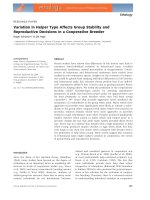 Variation in Helper Type Affects Group Stability and Reproductive Decisions in a Cooperative Breeder doc