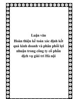 luận văn hoàn thiện kế toán xác định kết quả kinh doanh và phân phối lợi nhuận trong công ty cổ phần dịch vụ giải trí hà nội