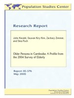 Older Persons in Cambodia: A Profile from the 2004 Survey of Elderly pot