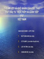 THUẬN LỢI VÀ KHÓ KHĂN CỦA VIỆC THU HÚT ĐẦU TƯ TRỰC TIẾP VÀ GIÁN TIẾP VÀO VIỆT NAM pptx