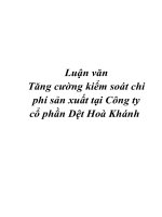Luận văn Tăng cường kiểm soát chi phí sản xuất tại Công ty cổ phần Dệt Hoà Khánh pdf