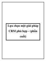 Lựa chọn một giải pháp CRM phù hợp - (phần cuối) pdf