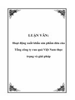 LUẬN VĂN: Hoạt động xuất khẩu sản phẩm dứa của Tổng công ty rau quả Việt Nam thực trạng và giải pháp pptx