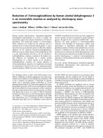 Báo cáo khoa học: Reduction of S-nitrosoglutathione by human alcohol dehydrogenase 3 is an irreversible reaction as analysed by electrospray mass spectrometry pptx
