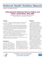 Anthropometric Reference Data for Children and Adults: United States, 2003–2006 ppt