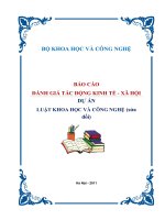 BÁO CÁO ĐÁNH GIÁ TÁC ĐỘNG KINH TẾ - XÃ HỘI - DỰ ÁN LUẬT KHOA HỌC VÀ CÔNG NGHỆ (sửa đổi) pdf