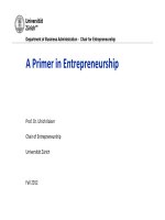 Department of Business Administration - Chair for Entrepreneurship: A Primer in Entrepreneurship pptx