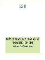 BÀI GIẢNG QUẢN LÝ NHÀ NƯỚC VỀ DÂN SỐ - KẾ HOẠCH HOÁ GIA ĐÌNH _Th.S Trần Viết Dương ppt
