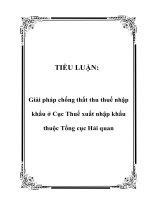 TIỂU LUẬN: Giải pháp chống thất thu thuế nhập khẩu ở Cục Thuế xuất nhập khẩu thuộc Tổng cục Hải quan pot
