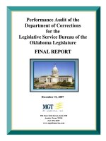 Performance Audit of the Department of Corrections for the Legislative Service Bureau of the Oklahoma Legislature ppt
