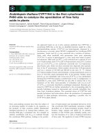 Báo cáo khoa học: Arabidopsis thaliana CYP77A4 is the ﬁrst cytochrome P450 able to catalyze the epoxidation of free fatty acids in plants potx