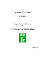 ACADEMIC STUDIES ENGLISH Support Materials and Exercises for SPEAKING & LISTENING pot