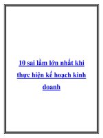 10 sai lầm lớn nhất khi thực hiện kế hoạch kinh doanh potx