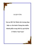 LUẬN VĂN: Tại sao Hồ Chí Minh chủ trương thực hiện cơ cấu kinh tế hàng hóa nhiều thành phần trong thời kỳ quá độ lên CNXH ở Việt Nam? potx
