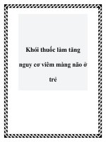 Khói thuốc làm tăng nguy cơ viêm màng não ở trẻ ppt
