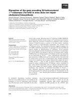 Báo cáo khoa học: Disruption of the gene encoding 3b-hydroxysterol D14-reductase (Tm7sf2) in mice does not impair cholesterol biosynthesis pdf