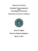 Statement for the Record Worldwide Threat Assessment of the US Intelligence Community Senate Select Committee on Intelligence potx