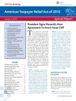 AMERICAN TAXPAYER RELIEF ACT OF 2012: PRESIDENT SIGNS ELEVENTH-HOUR AGREEMENT TO AVERT FISCAL CLIFF pdf