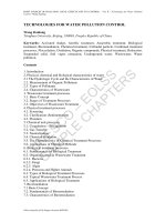 TECHNOLOGIES FOR WATER POLLUTION CONTROL ppt