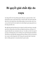 Bí quyết giải chất độc do rượu pot