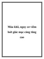 Mùa khô, nguy cơ viêm loét giác mạc càng tăng cao pot