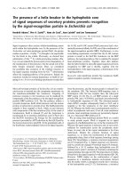 Báo cáo Y học: The presence of a helix breaker in the hydrophobic core of signal sequences of secretory proteins prevents recognition by the signal-recognition particle in Escherichia coli doc