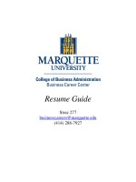 COLLEGE OF BUSINESS ADMINISTRATION BUSINESS CAREER CENTER: Resume Guide Straz 277 pot