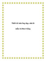 Thiết kế nhà ống đẹp, nhà lô mẫu 4x18m-4 tầng potx