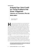 NOBODY EVER GET CREDIT FOR FIXING PROBLEMS THAT NEVER HAPPENED: CREATING AND SUSTAINING PROCESS IMPROVEMENT potx