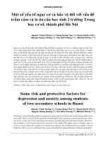 Một số yếu tố nguy cơ và bảo vệ đối với vấn đề trầm cảm và lo âu của học sinh 2 trường Trung học cơ sở, thành phố Hà Nội potx
