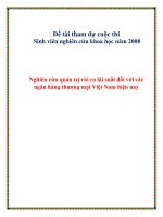 Đề tài: Nghiên cứu quản trị rủi ro lãi suất đỗi với các ngân hàng thương mại Việt Nam hiện nay pdf