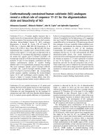 Báo cáo Y học: Conformationally constrained human calcitonin (hCt) analogues reveal a critical role of sequence 17–21 for the oligomerization state and bioactivity of hCt ppt