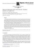 quasi - one - dimensional metal oxide materials — synthesis, properties and applications