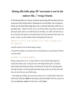 Hướng Dẫn Khắc Phục Lỗi “Username Is Not In The Sudoers File...” Trong  Ubuntu Doc