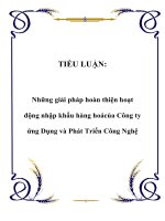 TIỂU LUẬN: Những giải pháp hoàn thiện hoạt động nhập khẩu hàng hoá của Công ty ứng Dụng và Phát Triển Công Nghệ pdf