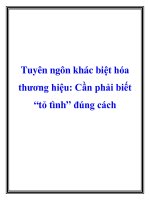 Tuyên ngôn khác biệt hóa thương hiệu: Cần phải biết “tỏ tình” đúng cách potx