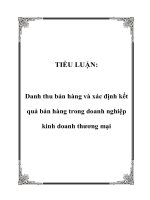 TIỂU LUẬN: Danh thu bán hàng và xác định kết quả bán hàng trong doanh nghiệp kinh doanh thương mại ppt