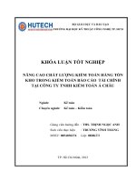 Luận văn:Nâng cao chât lượng kiểm toán hàng tồn kho trong kiểm toán báo cáo tài chính tại Cty TNHH Kiểm toán Á Châu ppt